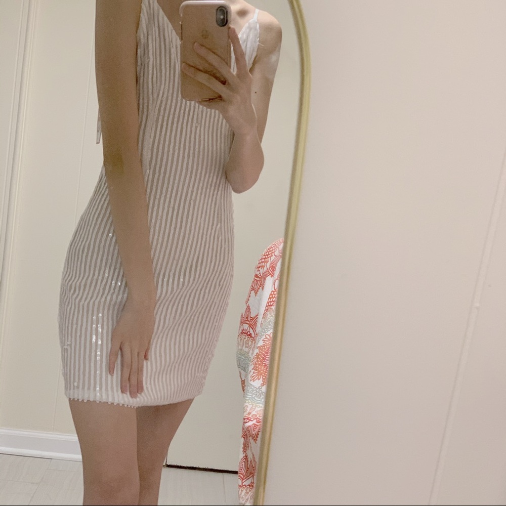 white shiny glittery dress